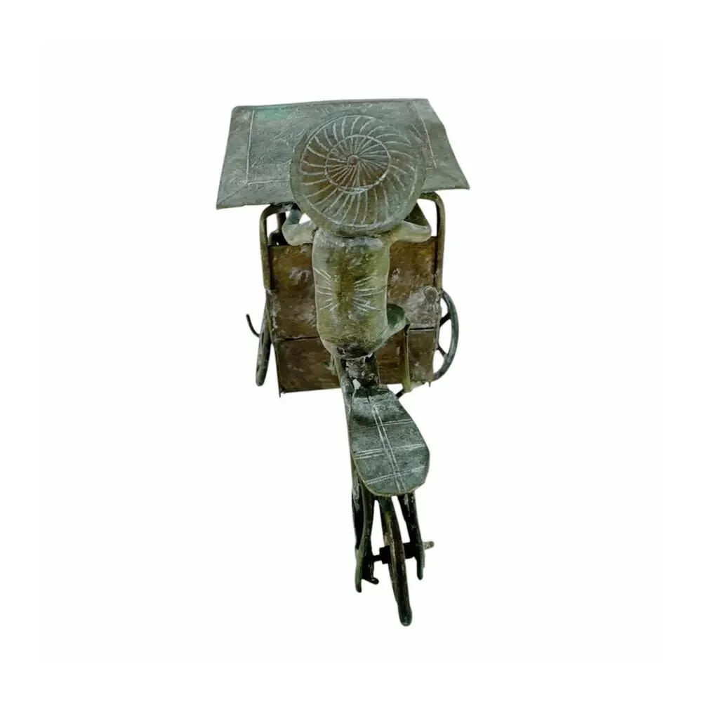 Brass Vietnamese Vintage Figurine Man on Rickshaw